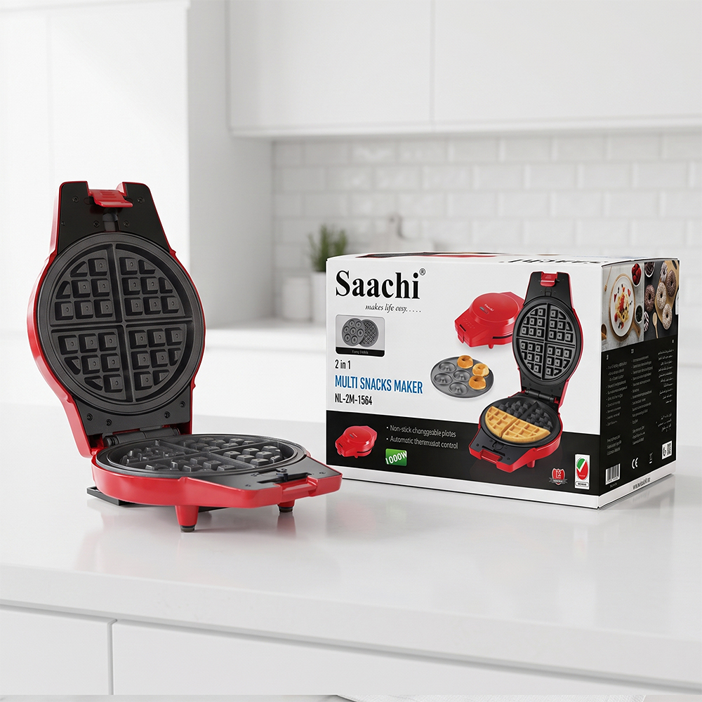 Saachi 2-in-1 Waffle/Donut Maker NL-2M-1564-RD - Image 2