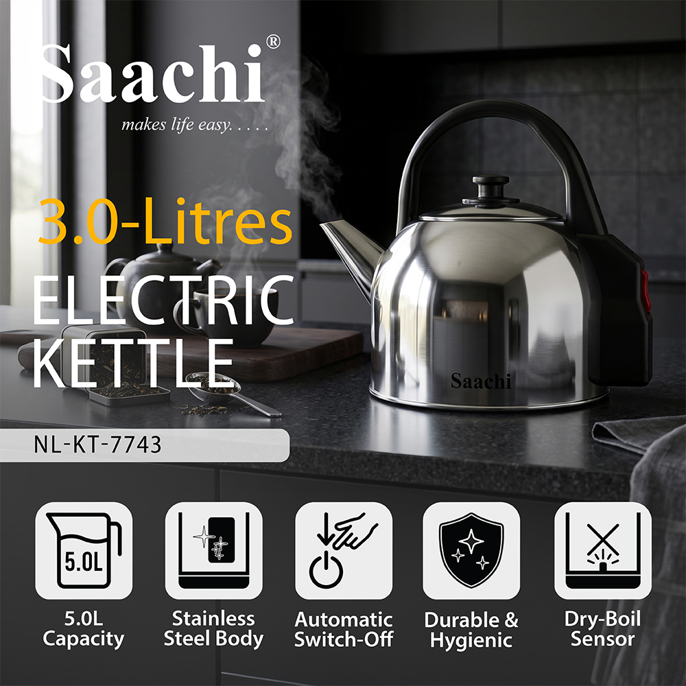 Saachi 3-Litres Electric Kettle NL-KT-7743-BK - Image 6