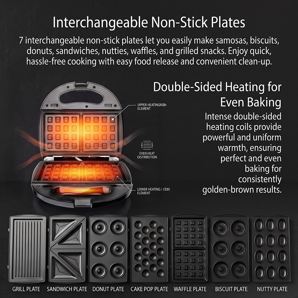 Saachi 7-in-1 Multi Snack Maker NL-7M-1572-BK - Image 4