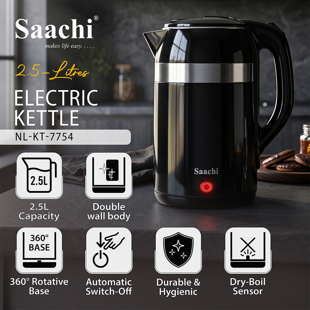 Saachi 2.5-Litres Electric Kettle NL-KT-7754-BK - Image 6