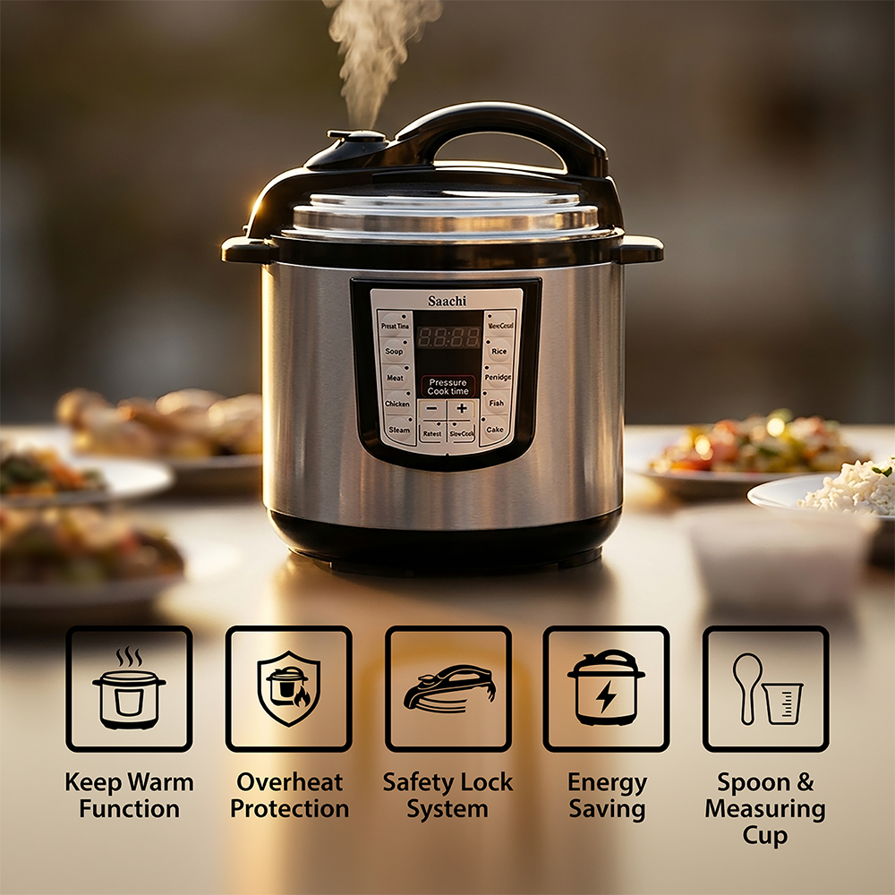 Saachi 10-Litres Electric Pressure Cooker NL-PC-5310-BK - Image 3
