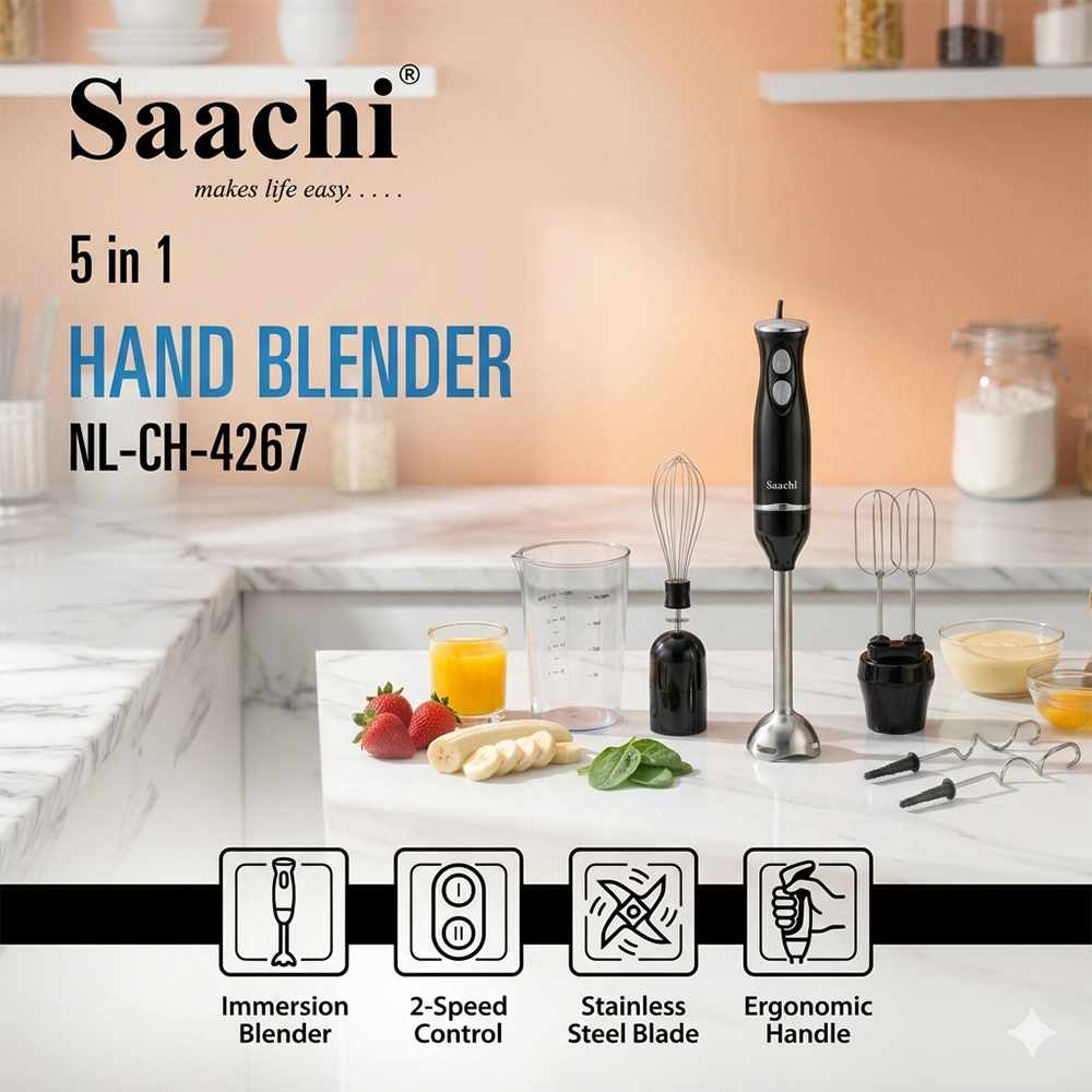 Saachi 5-in-1 Hand Blender NL-CH-4267-BK - Image 5