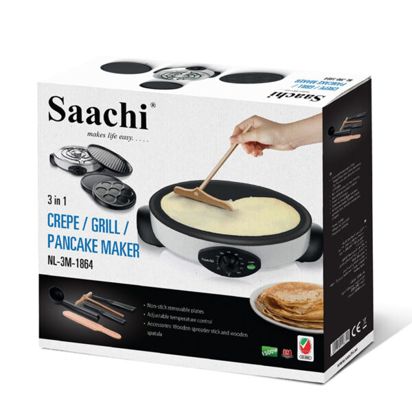 3-in-1 Crepe/Grill/Pancake Maker NL-3M-1864-WH - Image 5