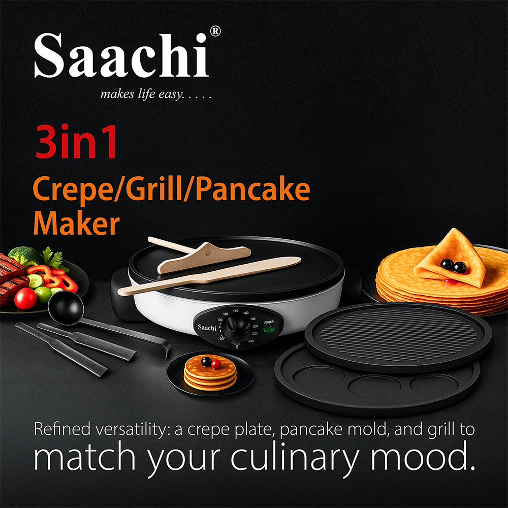 Saachi 3-in-1 Crepe/Grill/Pancake Maker NL-3M-1864-WH - Image 10