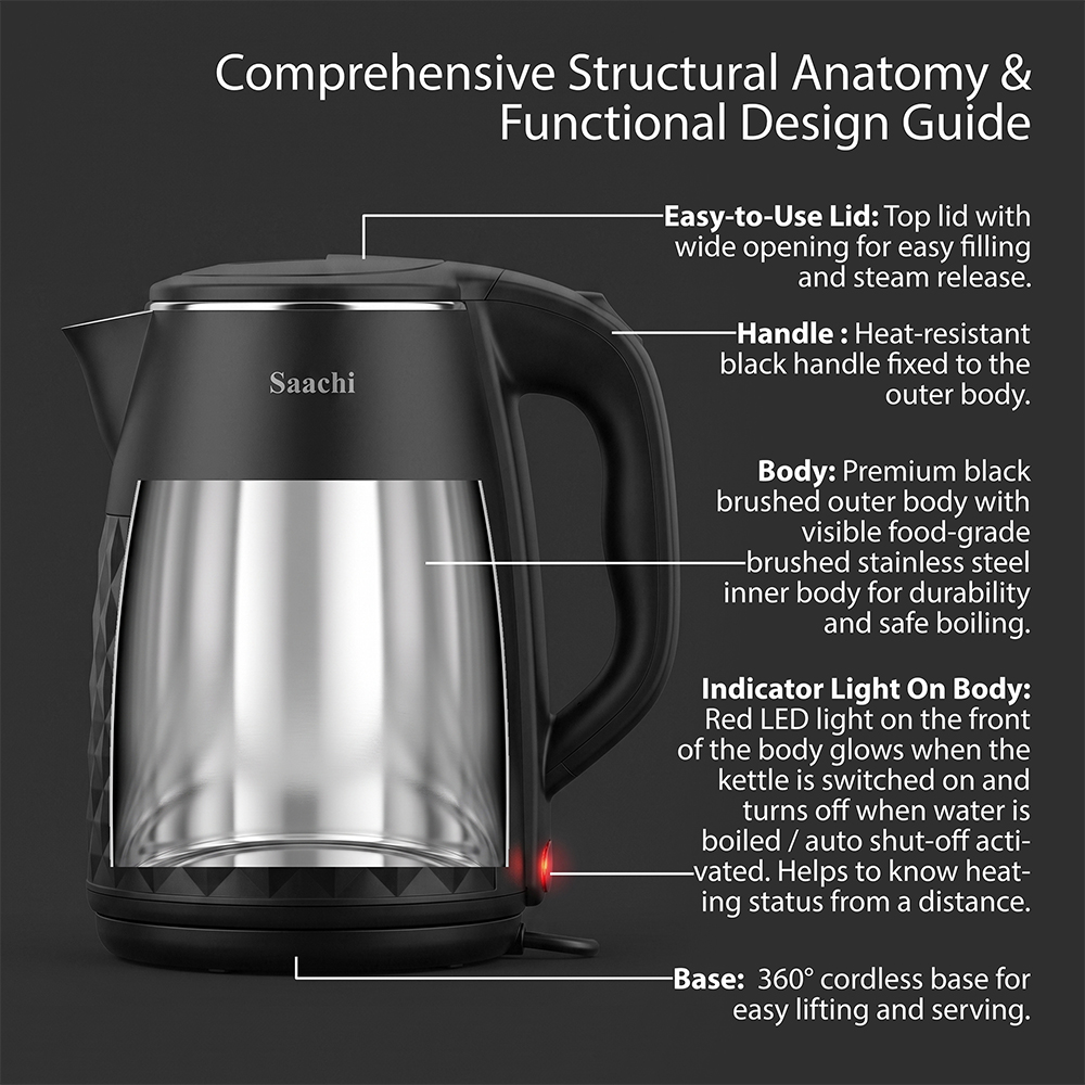 Saachi 2.3-Litres Electric Kettle NL-KT-7765-BK - Image 3
