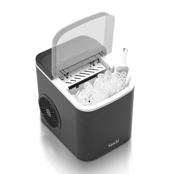 Saachi Electric Ice Maker, 1.3 Liters Water Tank Capacity, Dispenses 9pcs Bullet-shaped Ice every 6 minutes, 12 Kgs Ice in 24 Hours, Removable Ice Basket NL-IM-452-GY - Image 3