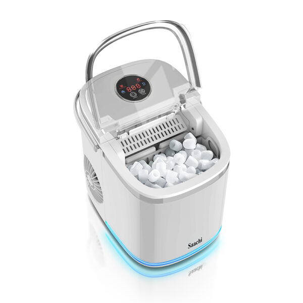 Saachi Electric Ice Maker, 2.2 Liters Water Tank Capacity, Dispenses 9pcs Bullet-shaped Ice every 6 minutes, 15 Kgs Ice in 24 Hours, Removable Ice Basket NL-IM-453-WH - Image 9