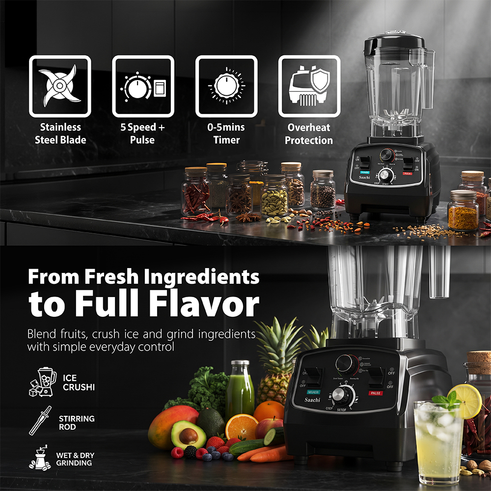 Saachi Blender with 2L Plastic jar NL-BL-4412-BK - Image 3