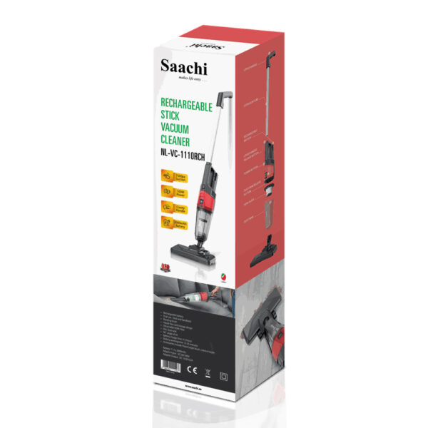 Saachi Rechargeable Cordless Stick Vacuum Cleaner: Powerful Cleaning with HEPA Filter & Rotating Brush NL-VC-1110RCH-BK - Image 7