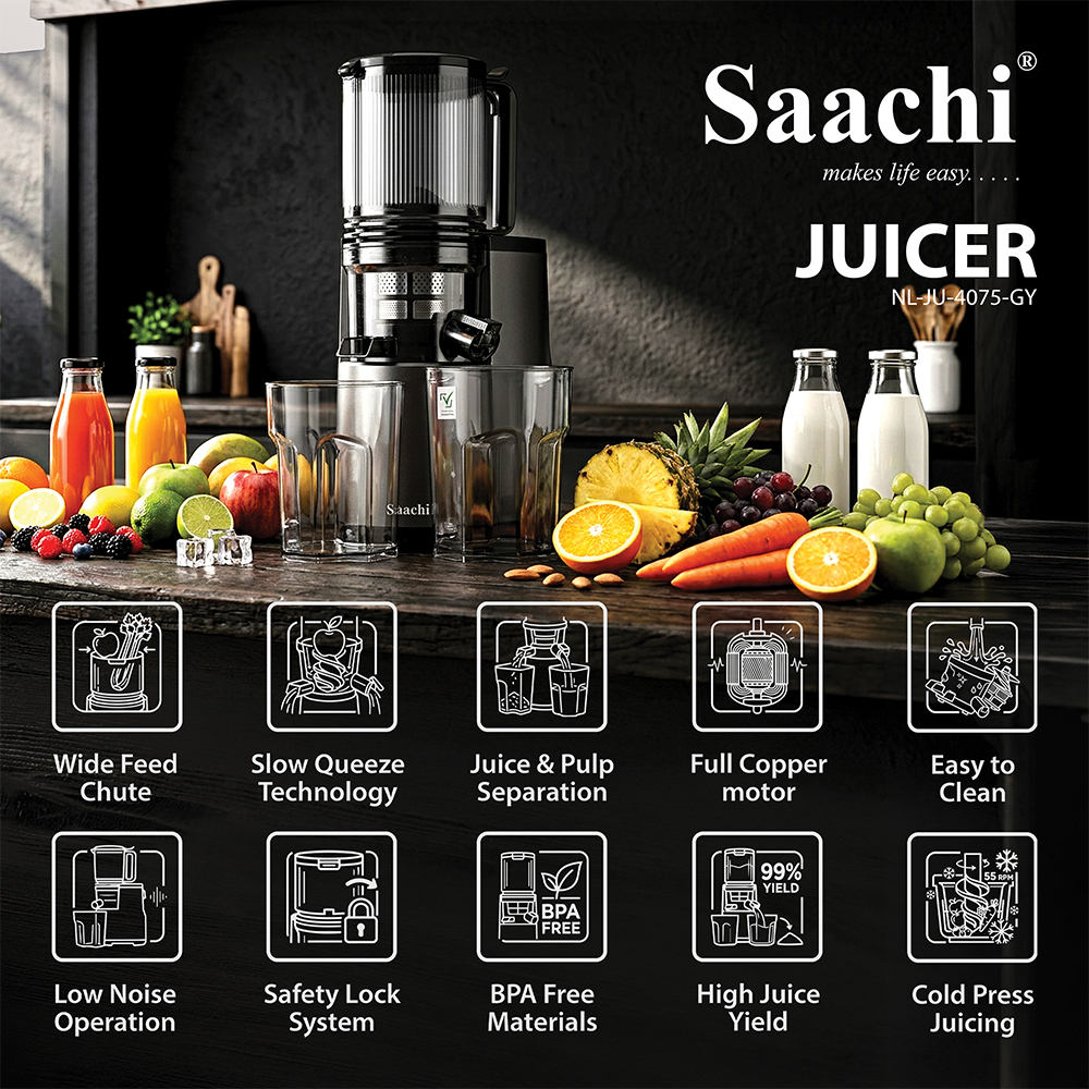 Saachi Slow Juicer NL-JU-4075-GY - Image 5