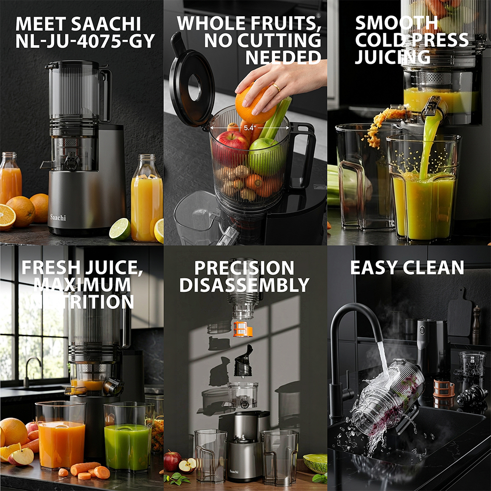 Saachi Slow Juicer NL-JU-4075-GY - Image 6