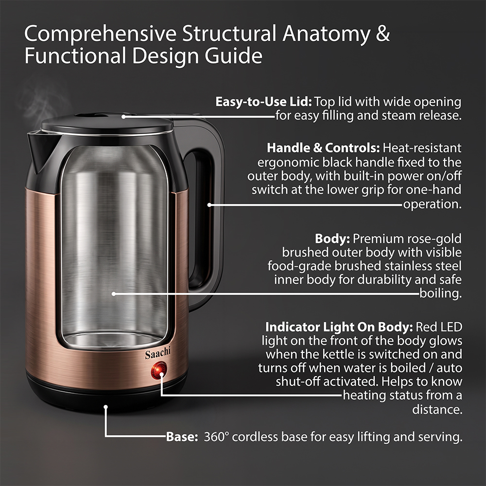 Saachi 2.0L Electric Kettle NL-KT-7772-GY - Image 3