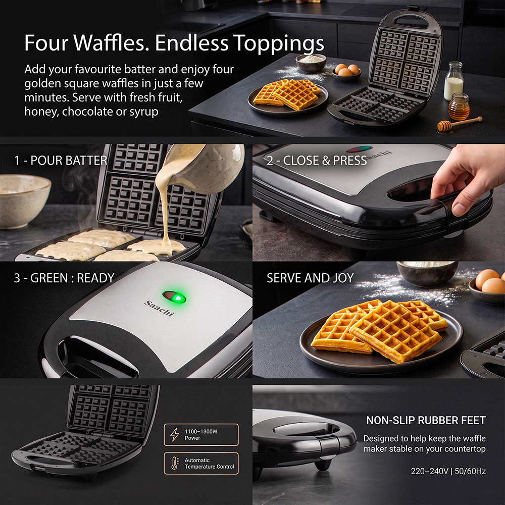 Saachi 4-Pieces Waffle Maker NL-WM-1562 - Image 3