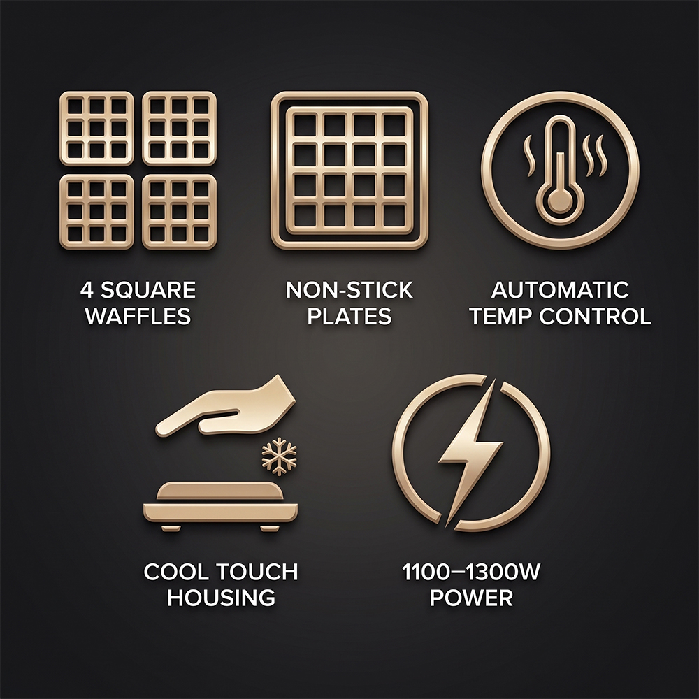 Saachi 4-Pieces Waffle Maker NL-WM-1562 - Image 6