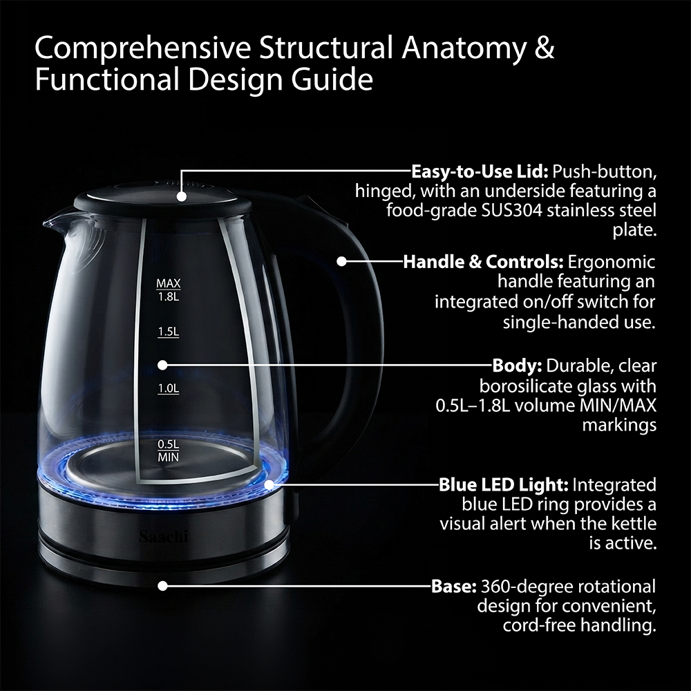 Saachi 1.8L Electric Kettle NL-KT-7777G - Image 3